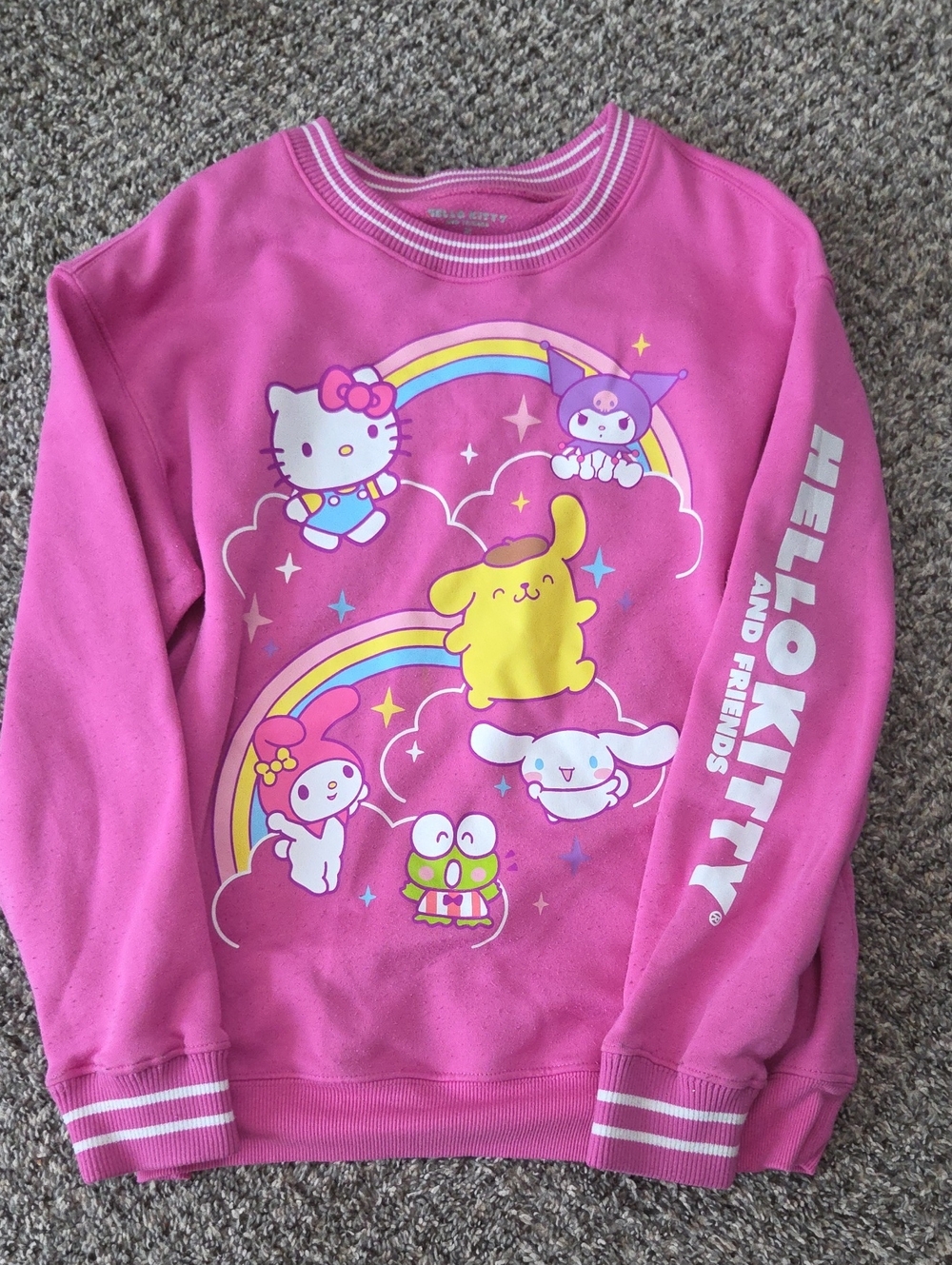 Hello Kitty Pink Kids Sweatshirt with Rainbow Character Print